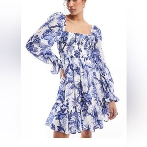 Los Angeles Atelier & Other Stories Blue and White Floral Mini Dress 6